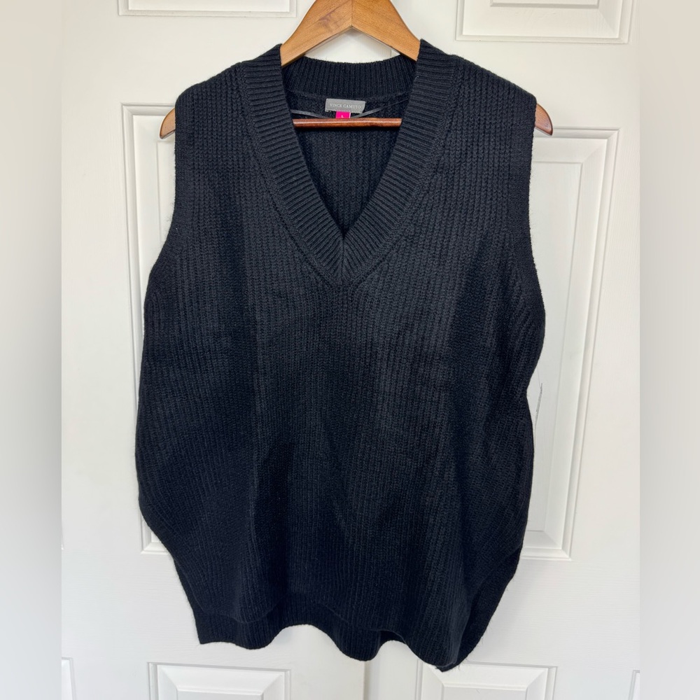 Vince Camuto NWT Women's Knit Oversized‎ Vest Rich Black Size Large